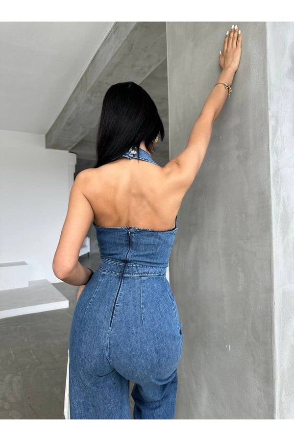 Tasarım İthal Kot Tulum Denim Tulum
