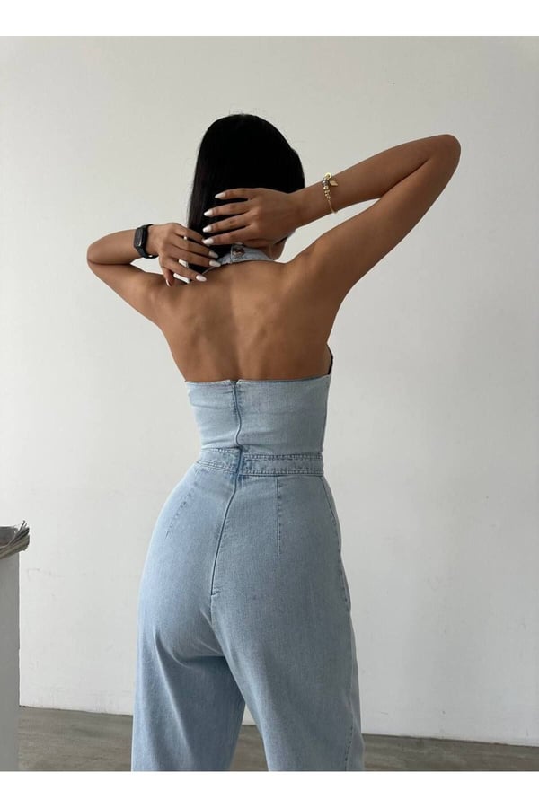 Tasarım İthal Kot Tulum Denim Tulum
