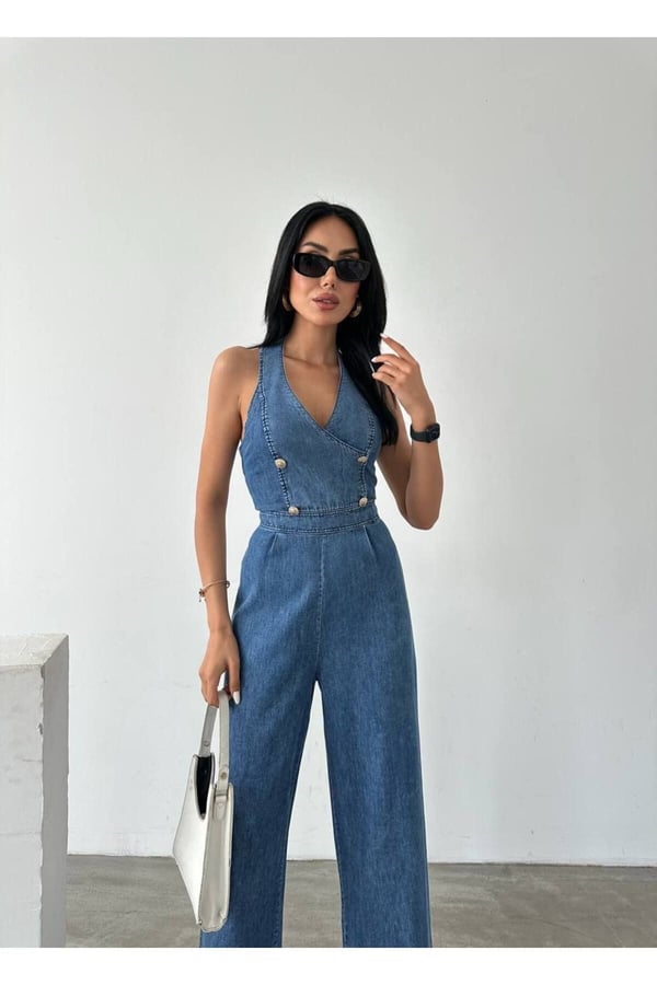 Tasarım İthal Kot Tulum Denim Tulum