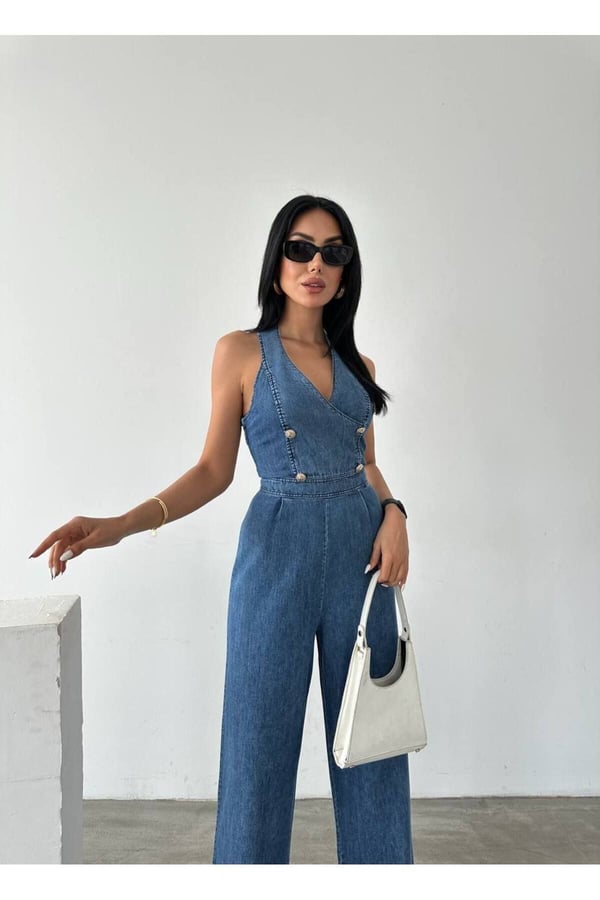 Tasarım İthal Kot Tulum Denim Tulum
