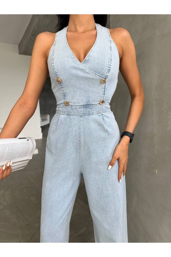 Tasarım İthal Kot Tulum Denim Tulum