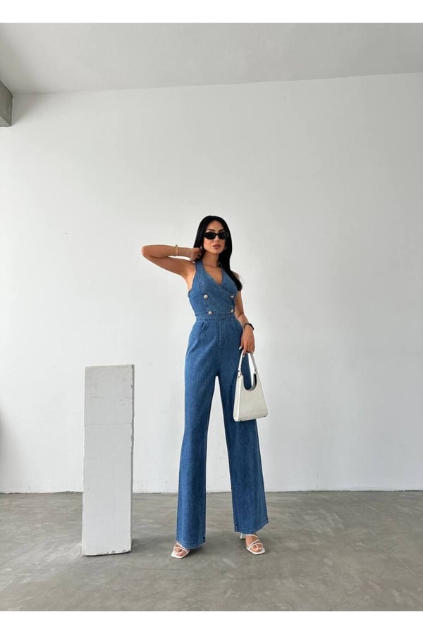 Tasarım İthal Kot Tulum Denim Tulum