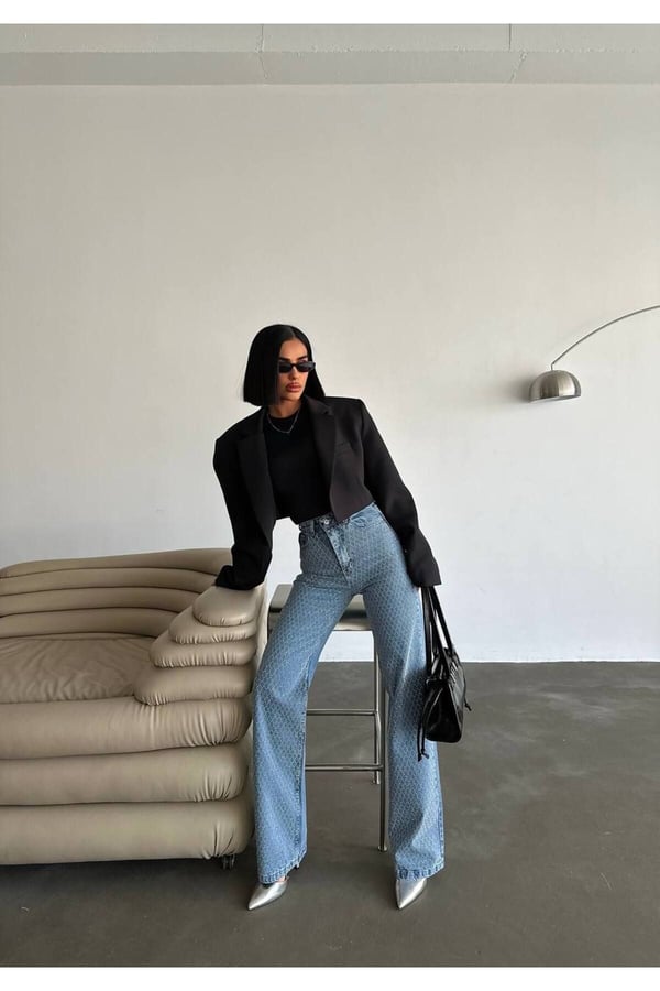 Tasarım Pinterst Model Kot Pantolon Jeans İthal Kumaş Kalite Palazzo Pantolon