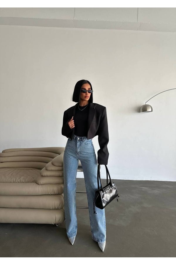Tasarım Pinterst Model Kot Pantolon Jeans İthal Kumaş Kalite Palazzo Pantolon