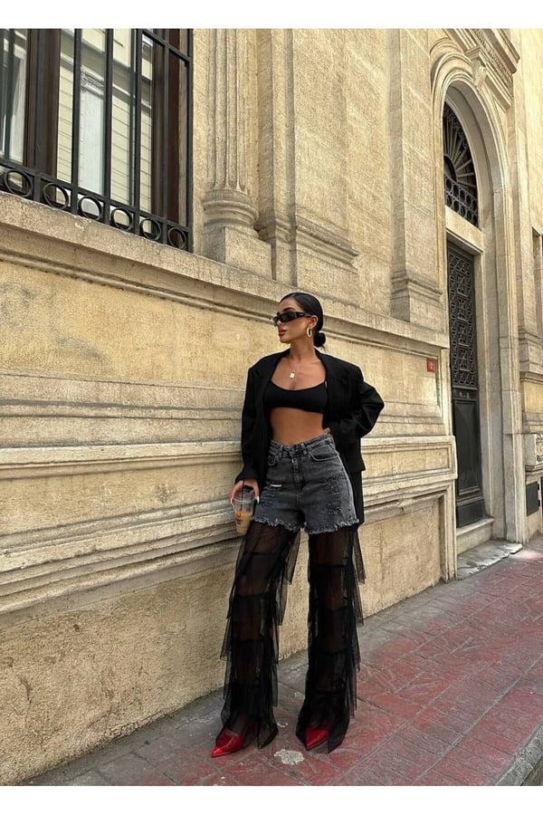 Tasarım Pinterst Model Kot Pantolon Jeans İthal Kumaş Kalite Palazzo Pantolon