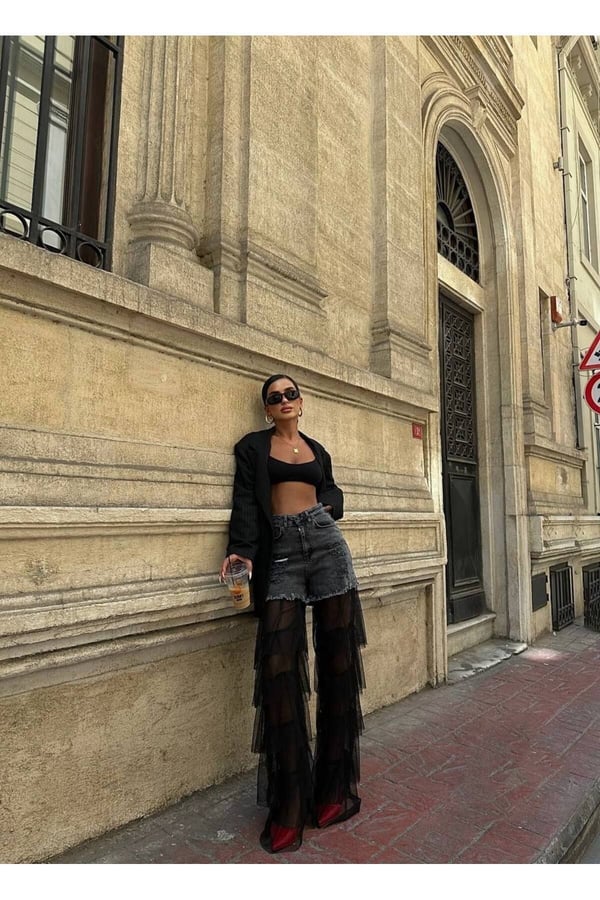 Tasarım Pinterst Model Kot Pantolon Jeans İthal Kumaş Kalite Palazzo Pantolon