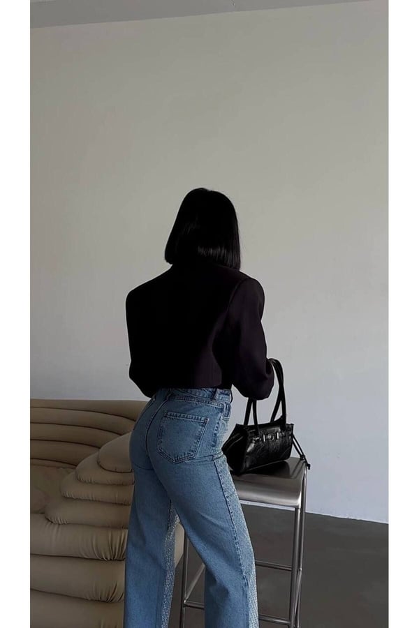 Tasarım Pinterst Model Kot Pantolon Jeans İthal Kumaş Kalite Palazzo Pantolon