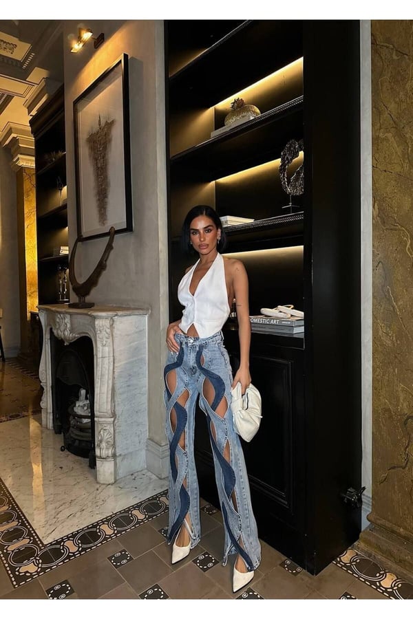 Tasarım Pinterst Model Kot Pantolon Jeans İthal Kumaş Kalite Palazzo Pantolon