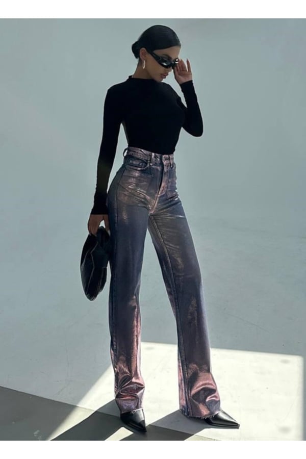 Varaklı Palazzo Kot Pantolon Jeans