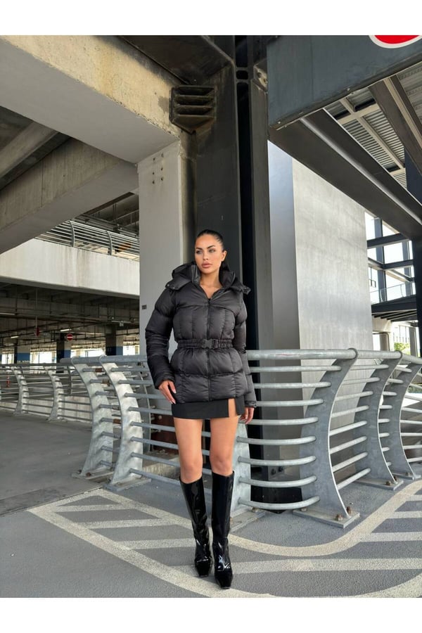 Waterproof Fabric İthal Kumaş Kapüşonlu Şişme Mont Su Geçirmez Kamşonlu Mont Rüzgar Geçirmez