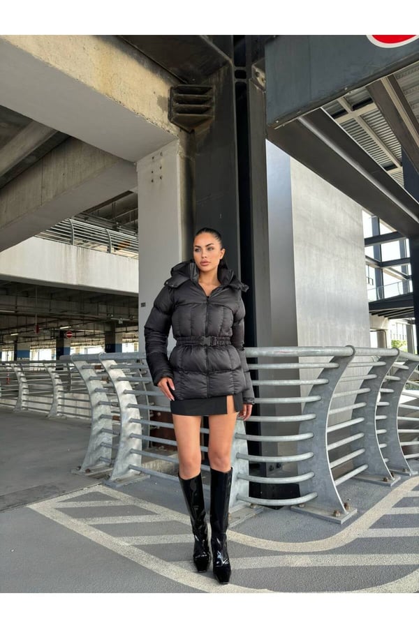 Waterproof Fabric İthal Kumaş Kapüşonlu Şişme Mont Su Geçirmez Kamşonlu Mont Rüzgar Geçirmez