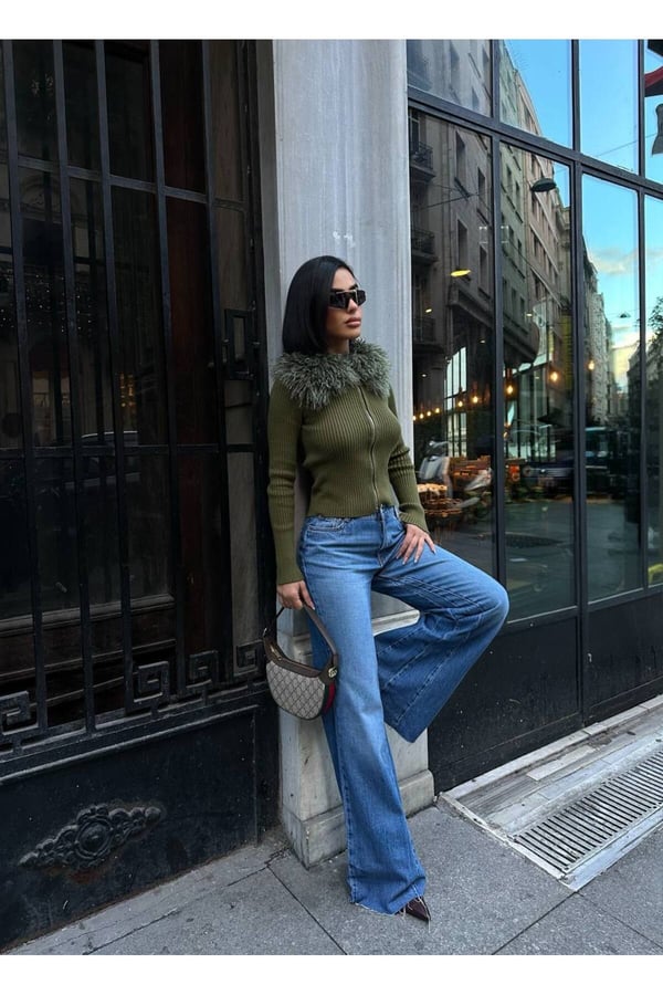 Yeni Sezon Tasarım Baggy Jean Kadın Yüksek Bel Bol Paça Rahat Kalıp Kot Pantolon