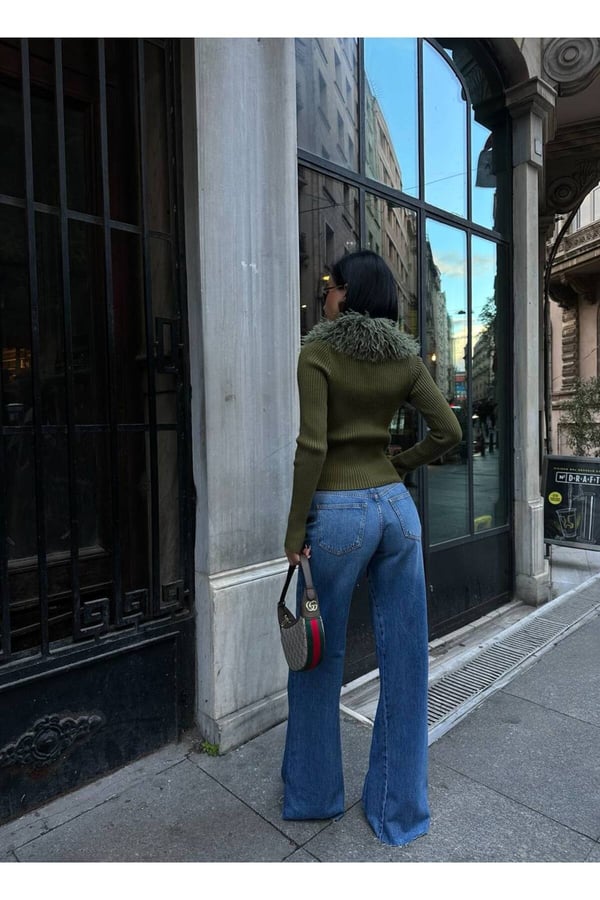 Yeni Sezon Tasarım Baggy Jean Kadın Yüksek Bel Bol Paça Rahat Kalıp Kot Pantolon