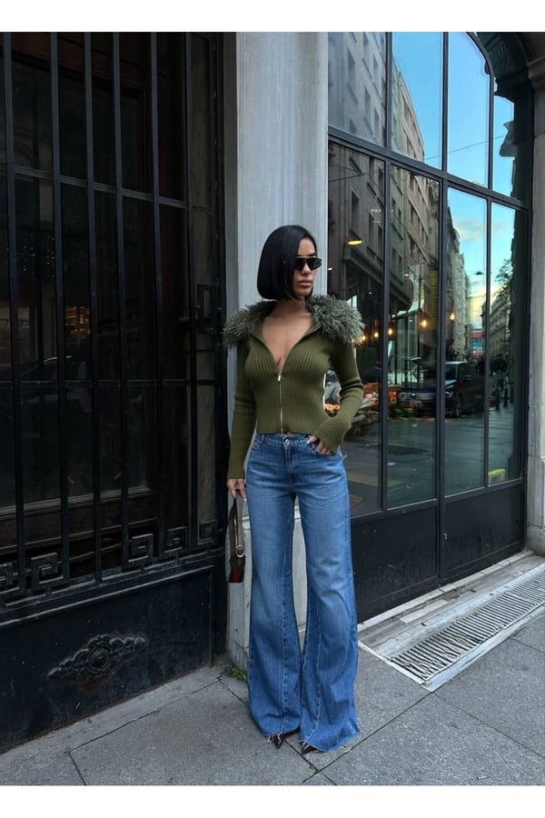 Yeni Sezon Tasarım Baggy Jean Kadın Yüksek Bel Bol Paça Rahat Kalıp Kot Pantolon