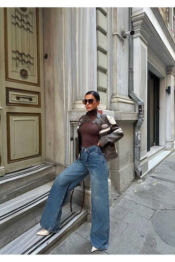 Yeni Sezon Wide Leg Geniş Paça Kot Pantolon Baggy