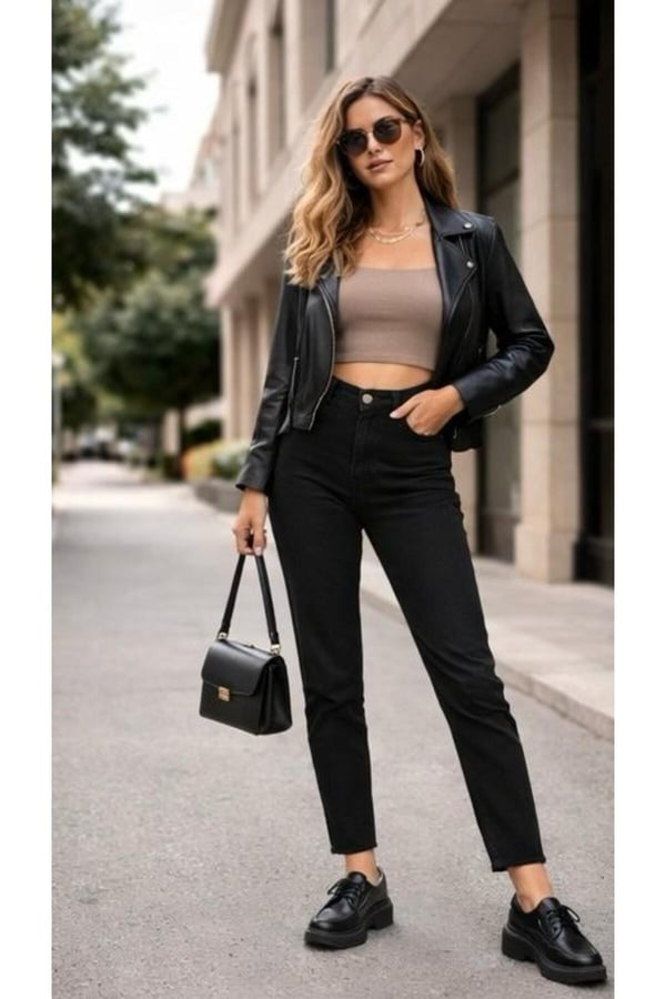Yüksek Bel Mom Jean Pantolon Kadın Vintage Kesim Rahat Kalıp Günlük Denim