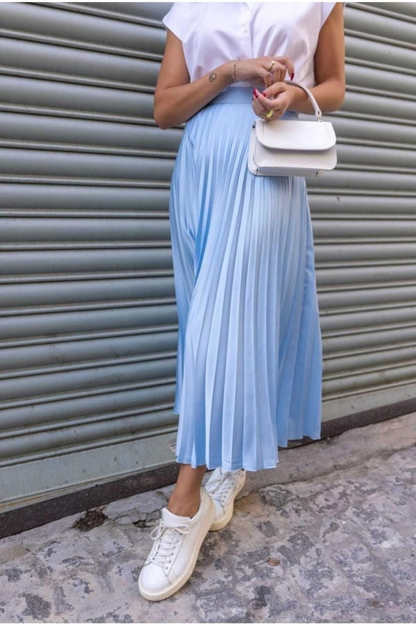Zara Pileli Midi Etek