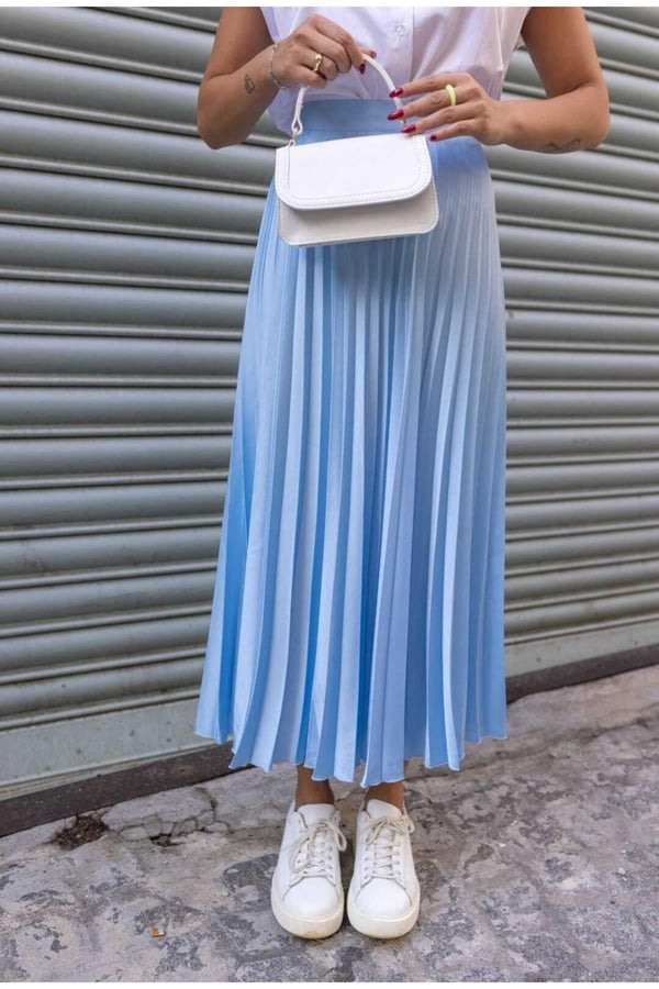 Zara Pileli Midi Etek