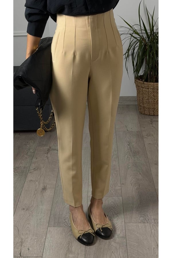 ZR Model Orijinal Marka Fileto Detaylı Kumaş Pantolon Dar Paça Pantolon