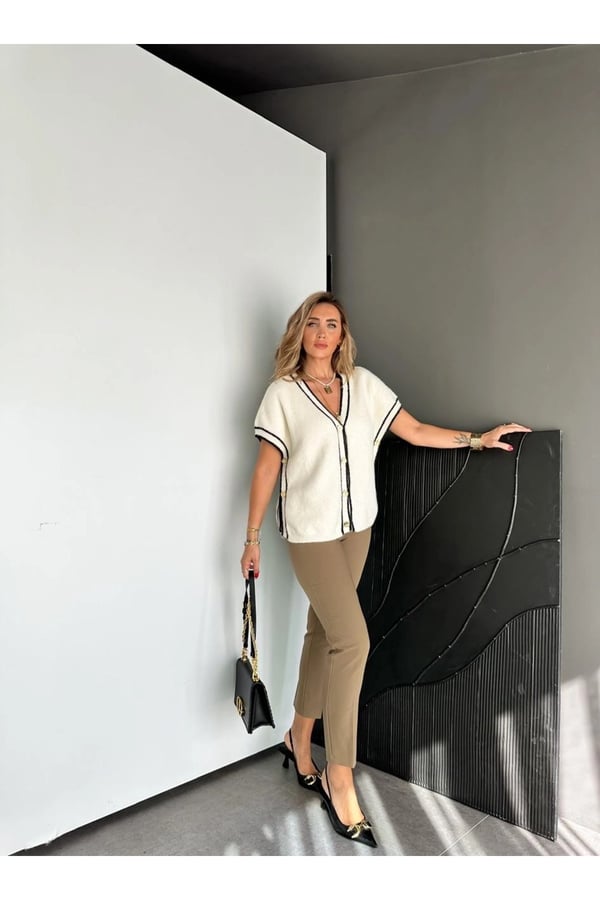 ZR Model Orijinal Marka Fileto Detaylı Kumaş Pantolon Dar Paça Pantolon