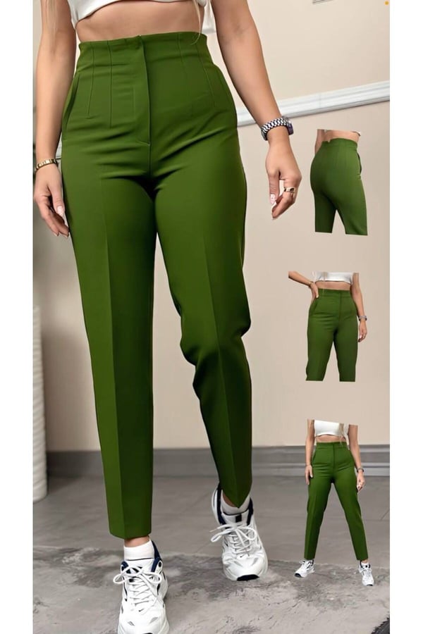 ZR Model Orijinal Marka Fileto Detaylı Kumaş Pantolon Dar Paça Pantolon