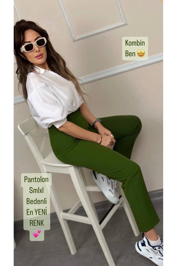ZR Model Orijinal Marka Fileto Detaylı Kumaş Pantolon Dar Paça Pantolon