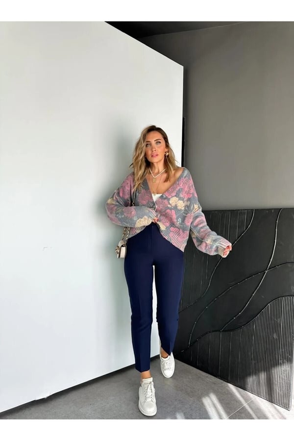ZR Model Orijinal Marka Fileto Detaylı Kumaş Pantolon Dar Paça Pantolon