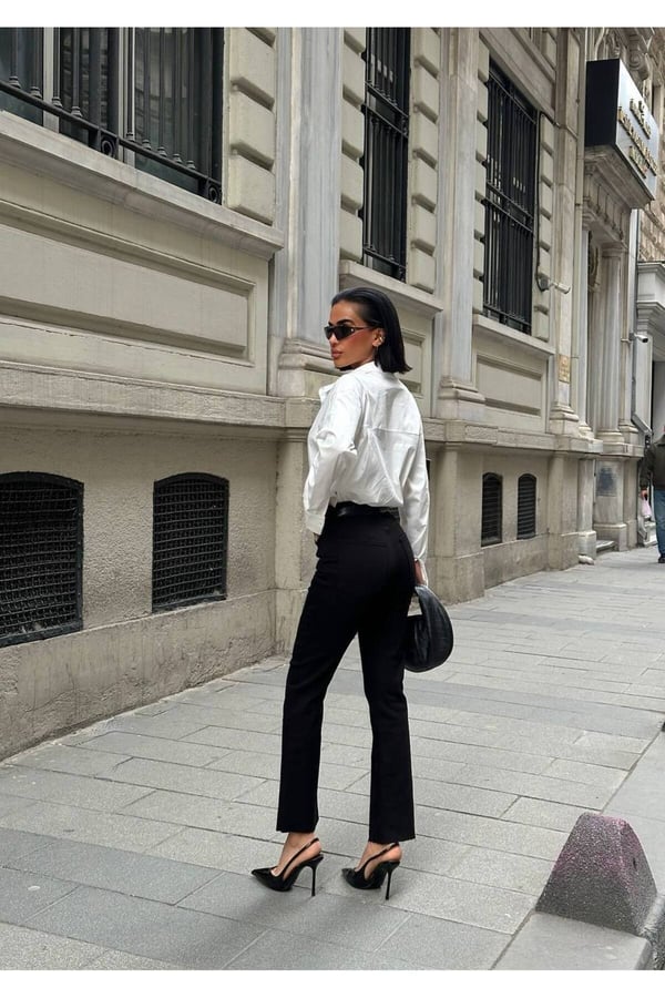 ZR Model Paçası Kesik Palazzo Kot Pantolon Geniş Paça Kot Pantolon