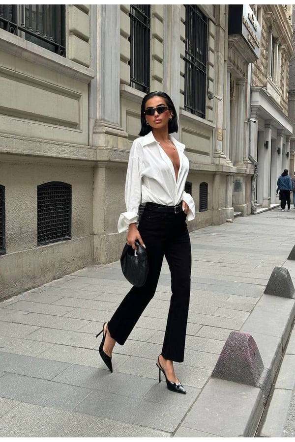 ZR Model Paçası Kesik Palazzo Kot Pantolon Geniş Paça Kot Pantolon