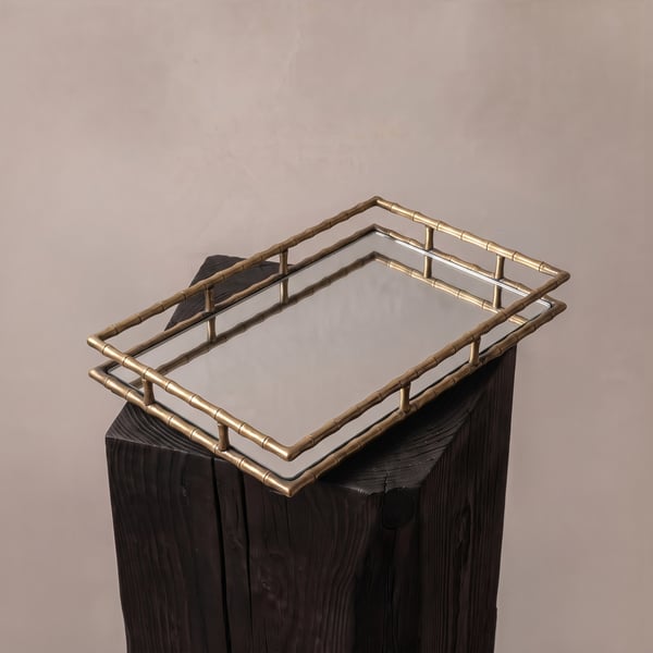 Bambu Metal Form Aynalı Tepsi