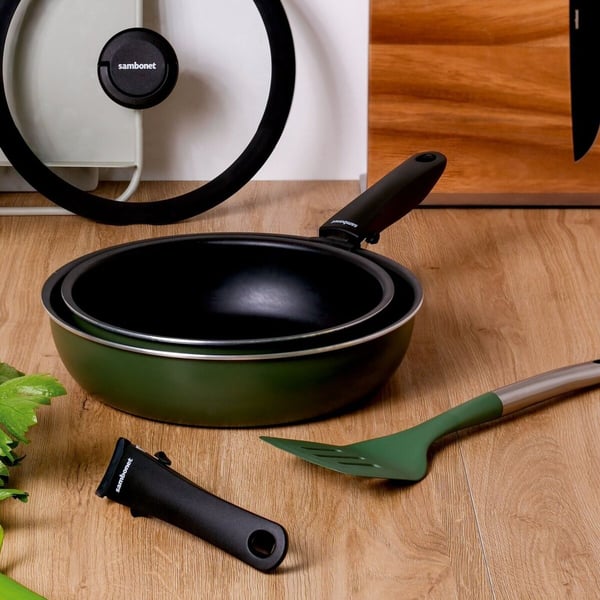 Chromatica Paslanmaz Çelik PBT Orman Yeşili Oluklu/Delikli Spatula 34,5 cm