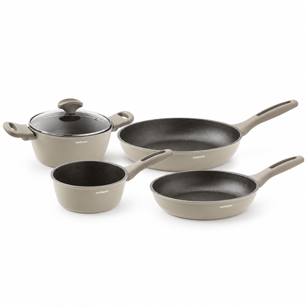 COOKWARE SET 5 PCS SILVER FORVE ALUMINUM GLASS