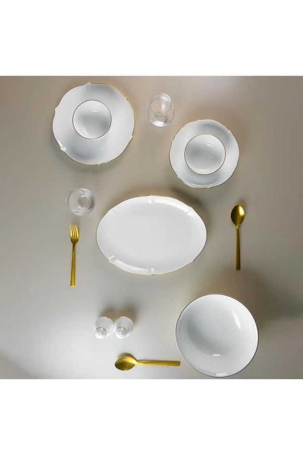 Evaliza Magnolia Premium Gold 60 Parça 12 Kişilik Yemek Takımı