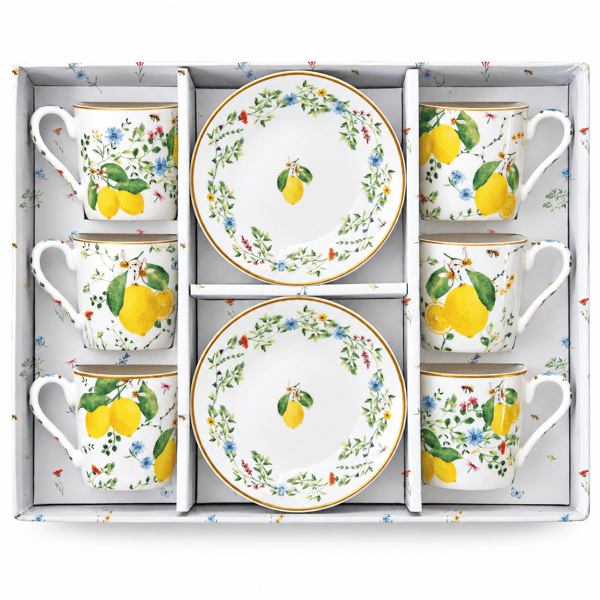 Flowers & Lemons, 12 Parça Kahve Fincanı Seti 