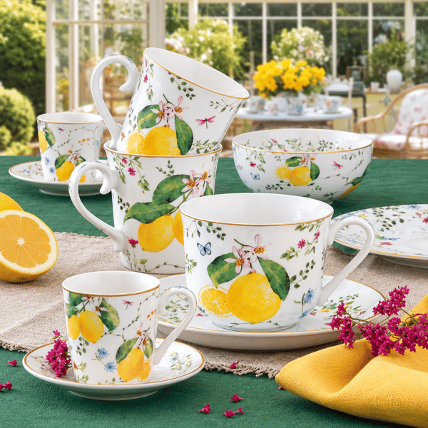 Flowers & Lemons, 12 Parça Kahve Fincanı Seti 