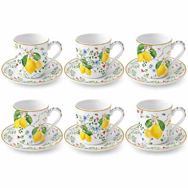 Flowers & Lemons, 12 Parça Kahve Fincanı Seti 