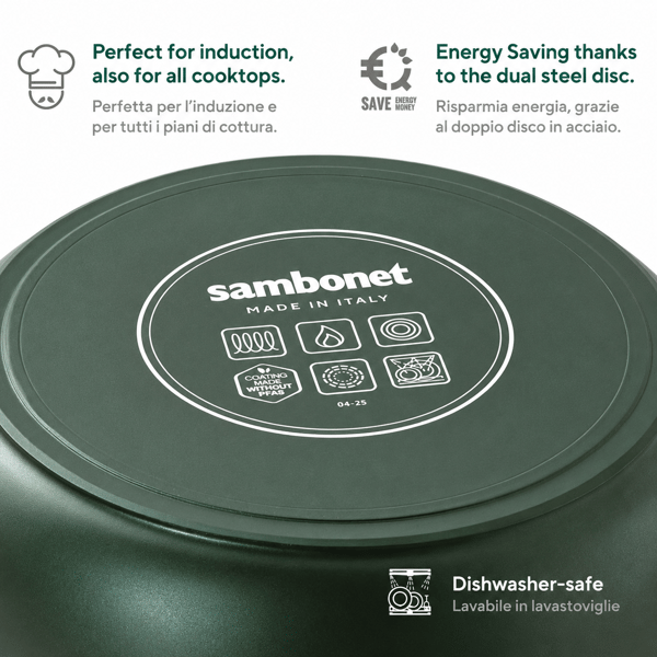 Frypan 1 Handle Cm 28 Titan Pro Green Double Induction All