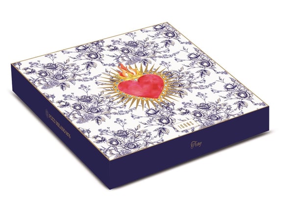ICONS - HEART (Kalp) serisi, renkli kutulu polipropilen (plastik) tepsi 33 x 33 cm