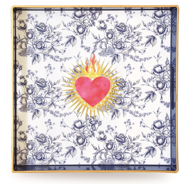 ICONS - HEART (Kalp) serisi, renkli kutulu polipropilen (plastik) tepsi 33 x 33 cm