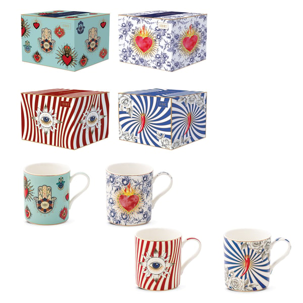 ICONS serisi, renkli kutulu, 4 farklı desen seçeneğiyle porselen kupa (mug) 400 ml