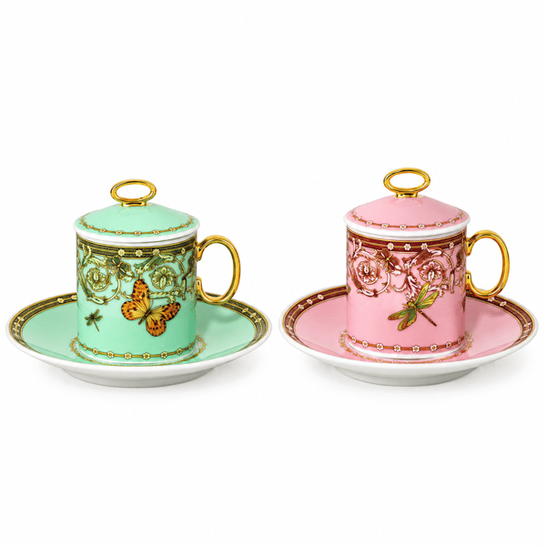 Le Jardin Pink Green, Set 2 espresso, 3pcs.