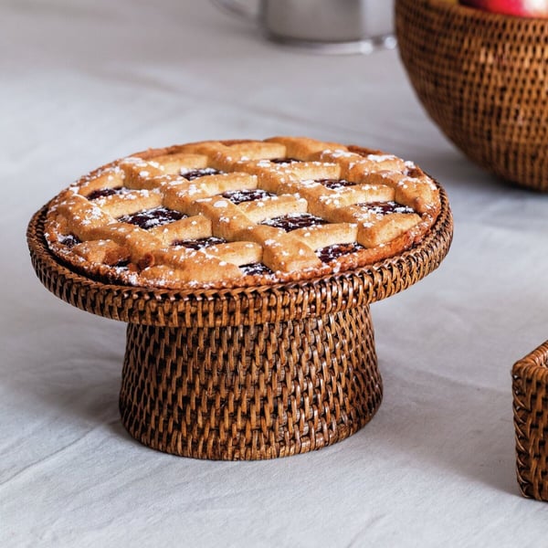 Radici Rattan Bal Kahvesi, Ayaklı Pasta Standı Çap: 30 cm Yükseklik: 14 cm