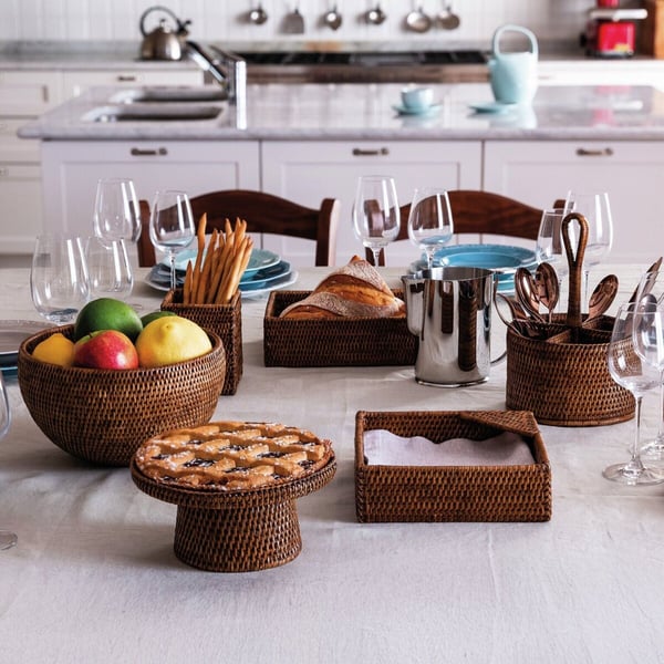 Radici Rattan Bal Kahvesi, Ayaklı Pasta Standı Çap: 30 cm Yükseklik: 14 cm