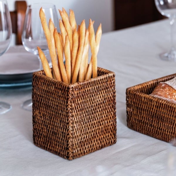 Radici Rattan Bal Kahvesi, Çok Amaçlı Sunum/Aparat Kabı 11x11 cm, Yükseklik: 14 cm