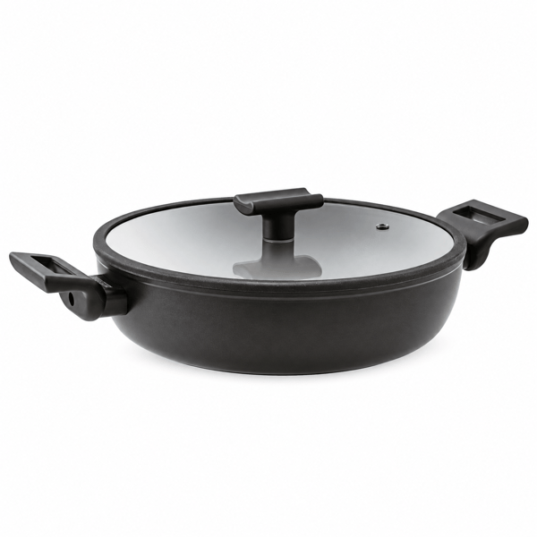 Saute Pan 2 Handles Cm 28 W/Lid Titan Pro Double Induction Aluminum