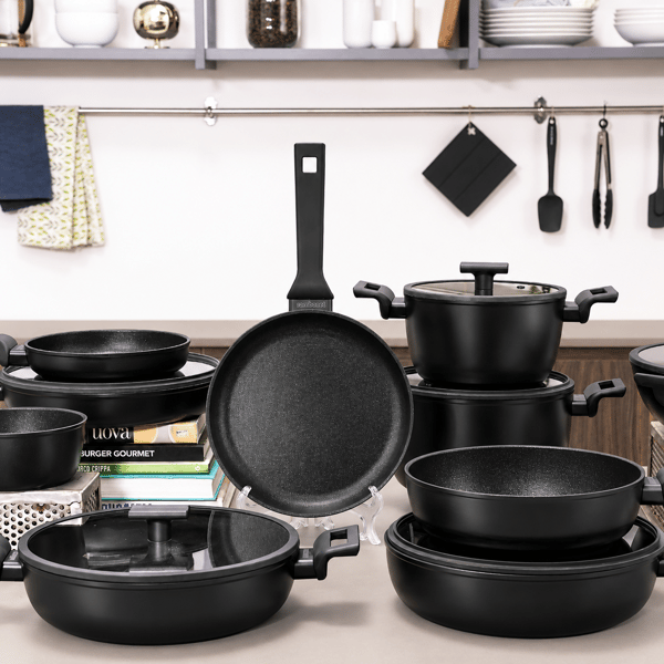 Saute Pan 2 Handles Cm 28 W/Lid Titan Pro Double Induction Aluminum