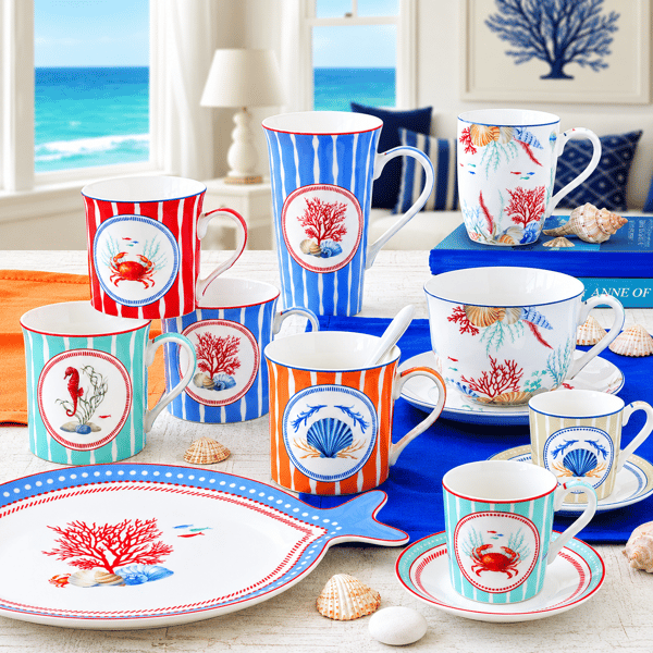 Sea Breeze, İkili Porselen Çay Fincanı Seti 