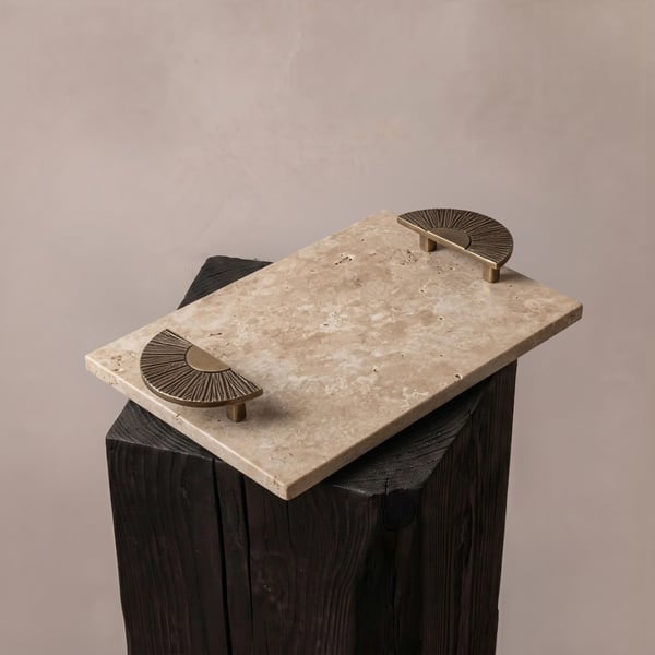 Travora Traverten Dikdörtgen Servis Tepsisi