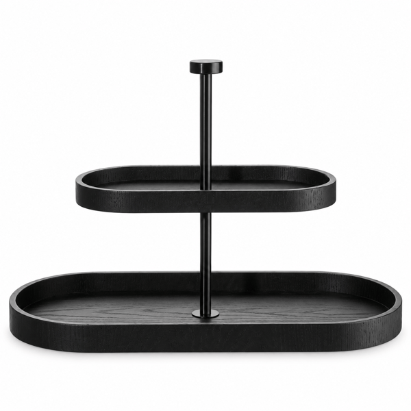 Wood Black, 2 Katlı Oval Servis Standı
