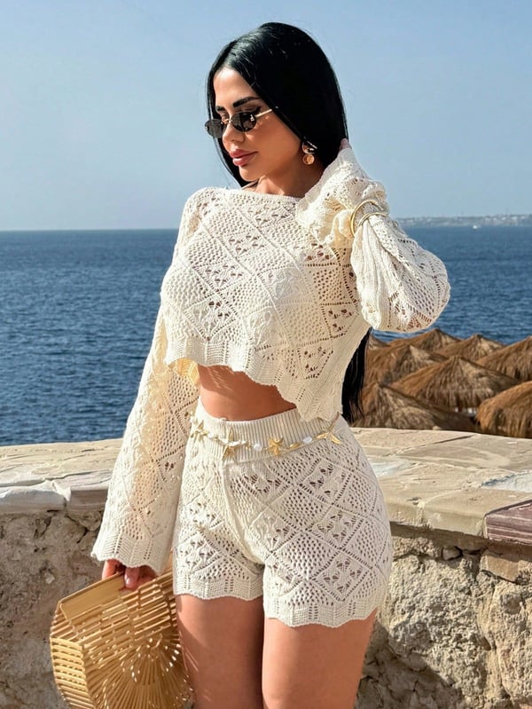Angelweave Tığ İşi Plaj Örtüsü Seti - Romantik Stil, Cilveli, Şık, Yumuşak Güç, Klasik Estetik, Yaz, Sade Lüks, Bale Tarzı, Kır Evi Tarzı, Sahil Rüyası, Tatil Modası, El Yapımı Zarafet, Temiz Kız Havası, Eterik Kadınsılık, Akdeniz Işıltısı, Zamansız Roman